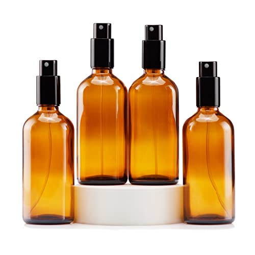 Amber Glass Spray Bottles (4oz, 4 Count)