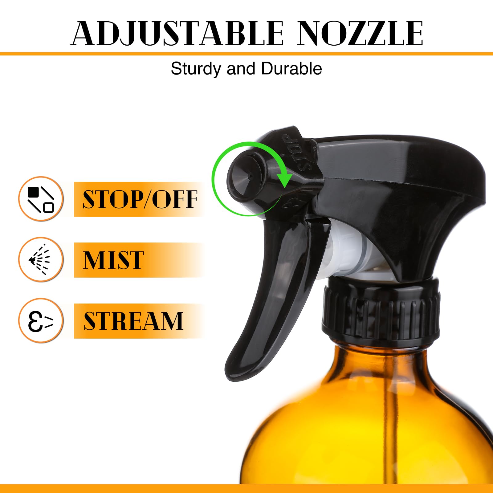Glass Spray Bottles with silicone sleeves (16 Oz, 5 Count)