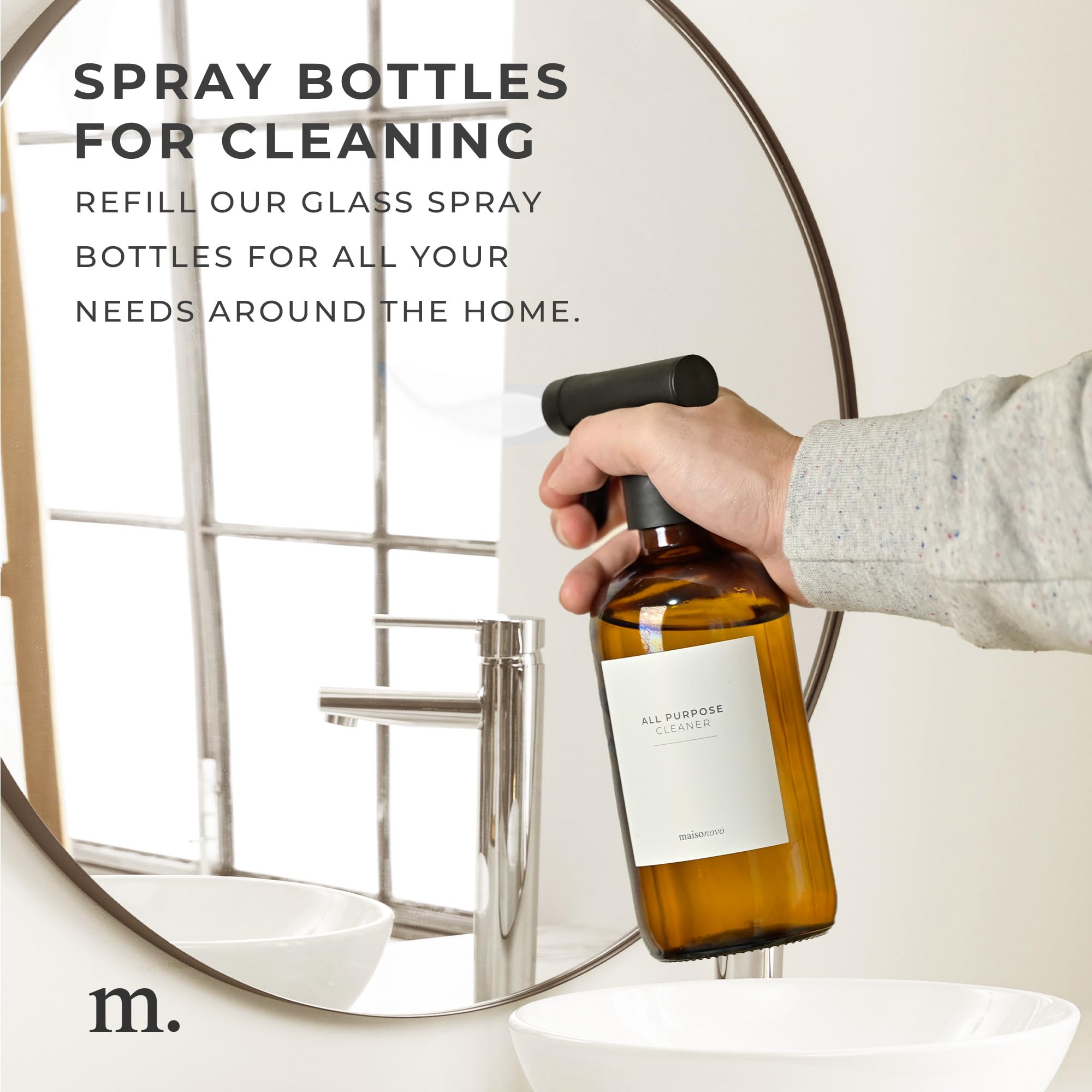 Glass Spray Bottles with Labels (16.9 Floz, 2 Count)