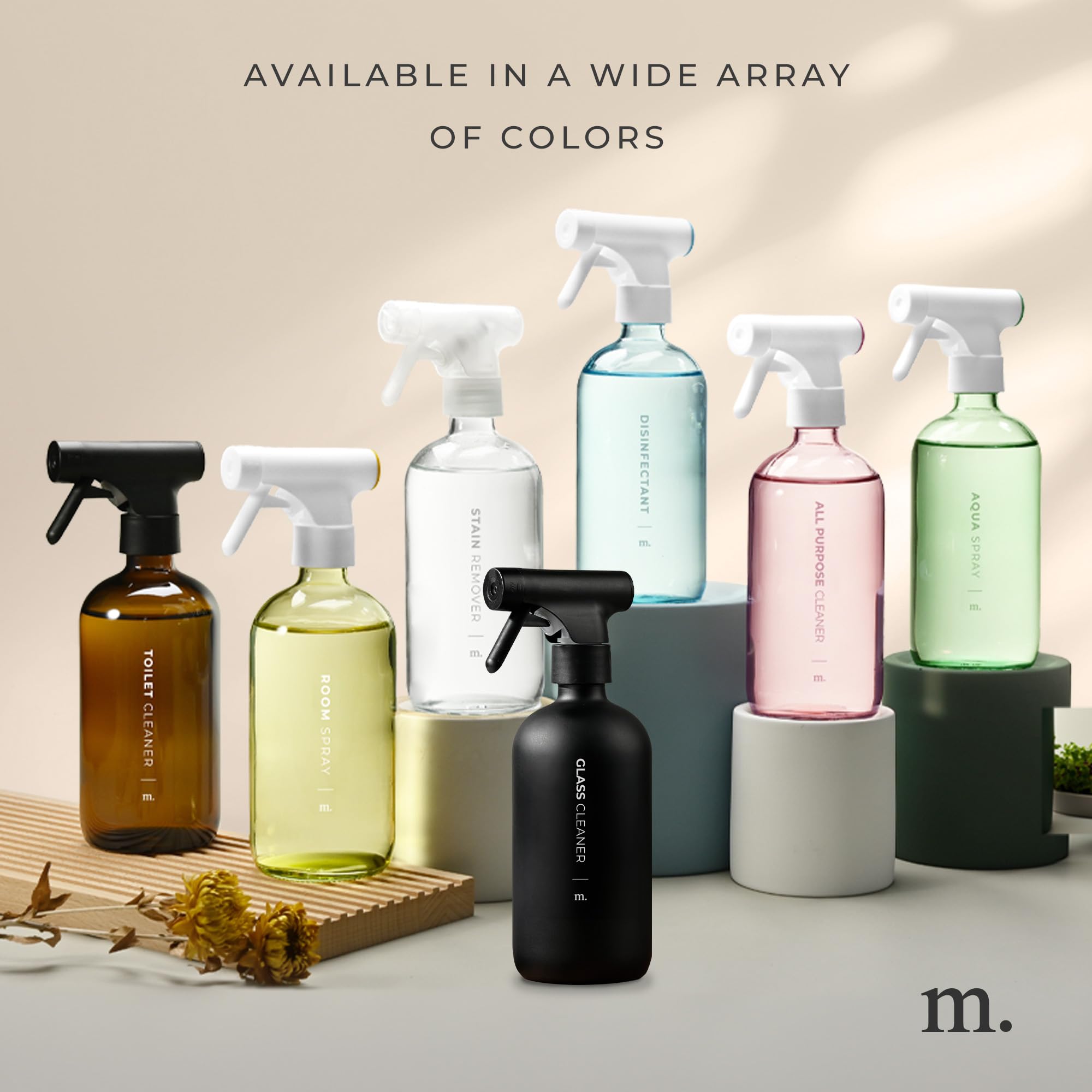 Glass Spray Bottles with Labels (16.9 Floz, 2 Count)