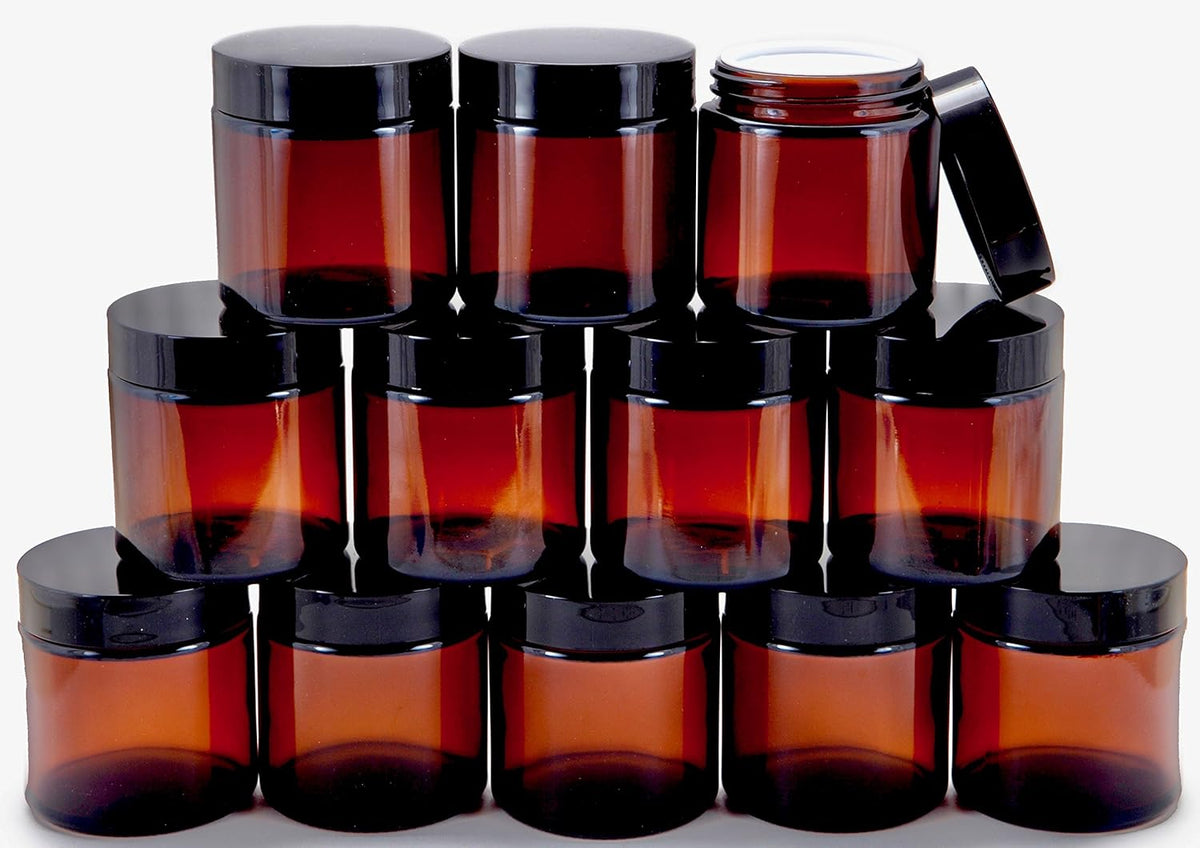 Amber Glass Jars (4 Oz, 12 count)