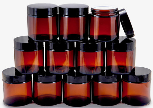 Amber Glass Jars (4 Oz, 12 count)